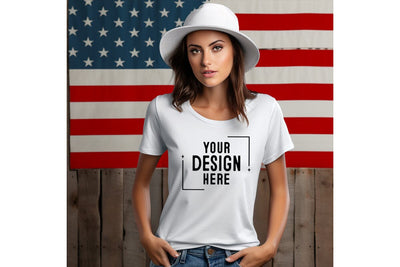 4th of july Woman Tshirt Mockup-Patriotic Mock Up Photo Craftlabsvg24 