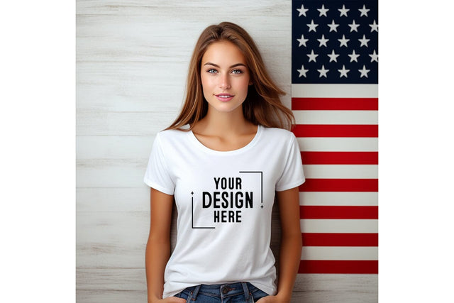 4th of july Woman Tshirt Mockup-Patriotic Mock Up Photo Craftlabsvg24 