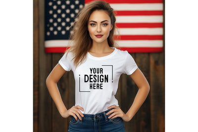 4th of july Woman Tshirt Mockup-Patriotic Mock Up Photo Craftlabsvg24 