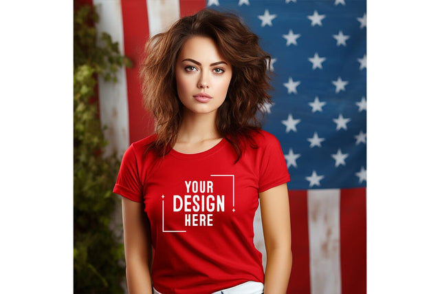 4th of july Woman Tshirt Mockup-Patriotic Mock Up Photo Craftlabsvg24 