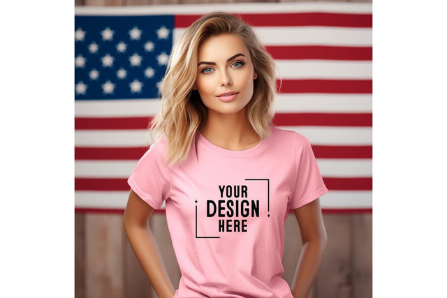 4th of july Woman Tshirt Mockup-Patriotic SVG Craftlabsvg24 