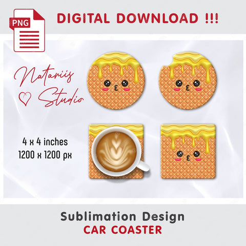 5 Cute 3D Inflated Kawaii Ice Cream. Coaster Sublimation. Sublimation Natariis Studio 