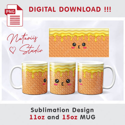 5 Cute 3D Inflated Puff Kawaii Ice Creams - 11oz - 15oz mug. Sublimation Natariis Studio 