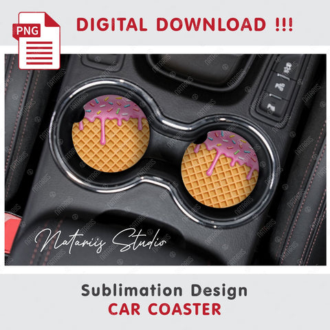 5 Dripping Ice Cream Wafer Designs. Coaster Sublimation. Sublimation Natariis Studio 