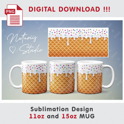 5 Ice Cream templates for 11oz - 15oz mugs. Sublimation Natariis Studio 