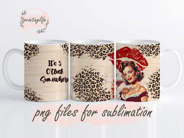 5 O'Clock Somewhere Mug Wrap Design, Instant Digital Design Download Mug Wrap Design, Mug Design PNG Sublimation PrintingLife 