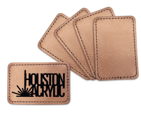 5 Pack Metallic Rose Gold/Black Maker Leatherette Rectangle Patch with Adhesive Back Physical Houston Acrylic 
