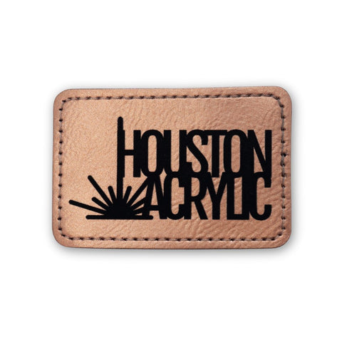 5 Pack Metallic Rose Gold/Black Maker Leatherette Rectangle Patch with Adhesive Back Physical Houston Acrylic 