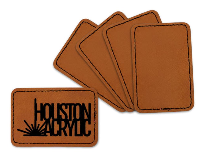 5 Pack- Rawhide/Black Maker Leatherette Rectangle Patch with Adhesive Back Physical Houston Acrylic 