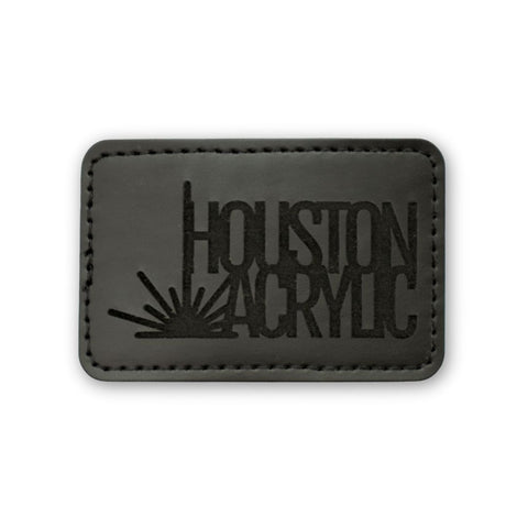 5 Pack Signature Black/Black Maker Leatherette Rectangle Patch with Adhesive Back Physical Houston Acrylic 