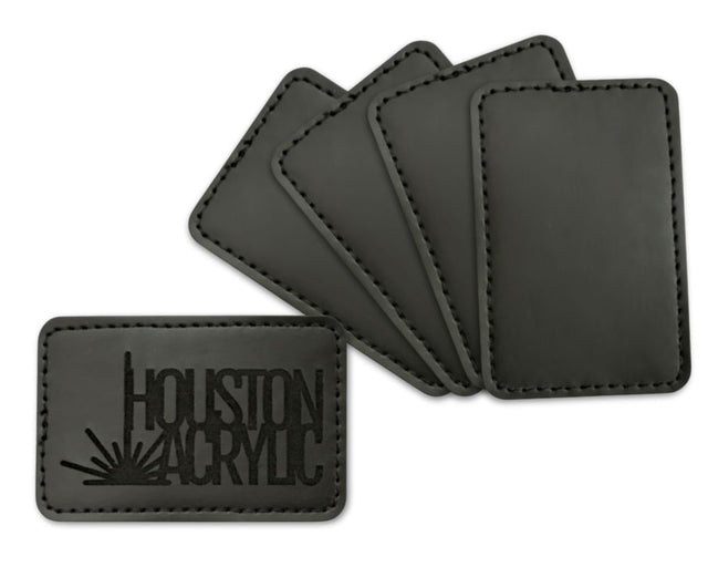 5 Pack Signature Black/Black Maker Leatherette Rectangle Patch with Adhesive Back Physical Houston Acrylic 