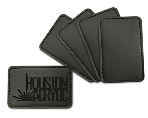 5 Pack Signature Black/Black Maker Leatherette Rectangle Patch with Adhesive Back Physical Houston Acrylic 