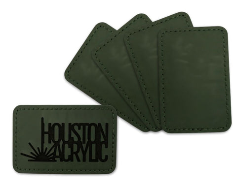 5 Pack Signature Forest Green/Black Maker Leatherette Rectangle Patch with Adhesive Back Physical Houston Acrylic 