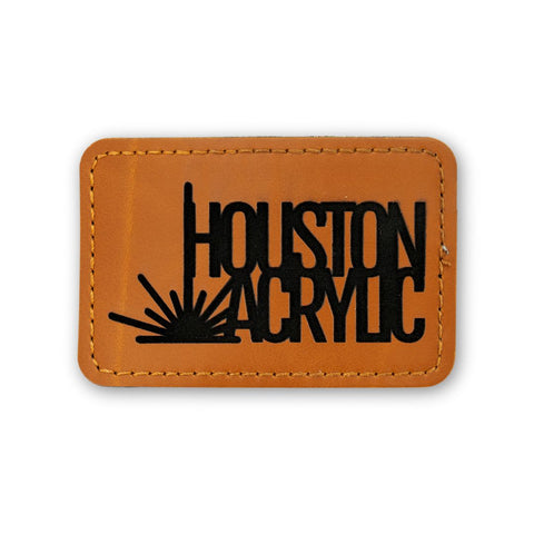 5 Pack Signature Rawhide/Black Maker Leatherette Rectangle Patch with Adhesive Back Physical Houston Acrylic 