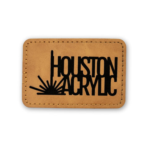5 Pack Signature Saddle Tan/Black Maker Leatherette Rectangle Patch with Adhesive Back Physical Houston Acrylic 