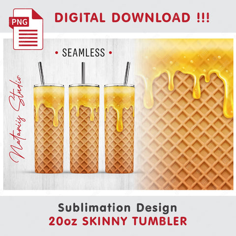 5 Realistic Ice Cream Patterns for 20oz SKINNY TUMBLER. Sublimation Natariis Studio 