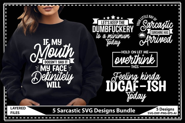 5 Sarcastic SVG Designs Bundle SVG shah alam 