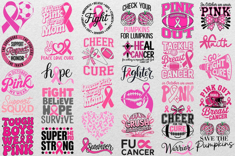 50 Breast Cancer Svg Mega Bundle , Cancer Survivor, Fight Cancer Quote Svg SVG DesignDestine 