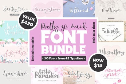 50 Fonts in Pretty So Much Font Bundle Limited Time Offer Font Haksen 