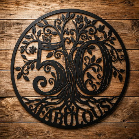 50th Birthday Tree of Life Laser SVG | Fifty and Fabulous Metal Wall Art DXF | Laser Cut File for CNC & Plasma Cutting | Birthday Decor Svg SVG HappyDesignStudio 