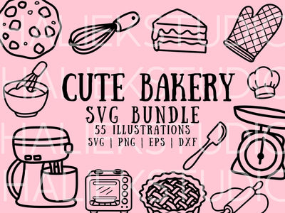 55 Cute Bakery SVG Design Set SVG HalieKStudio 