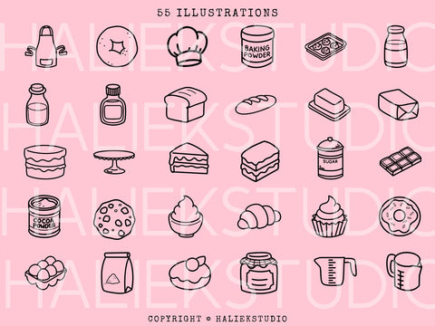 55 Cute Bakery SVG Design Set SVG HalieKStudio 