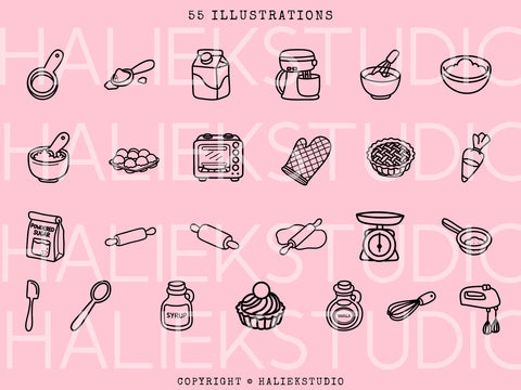 55 Cute Bakery SVG Design Set SVG HalieKStudio 
