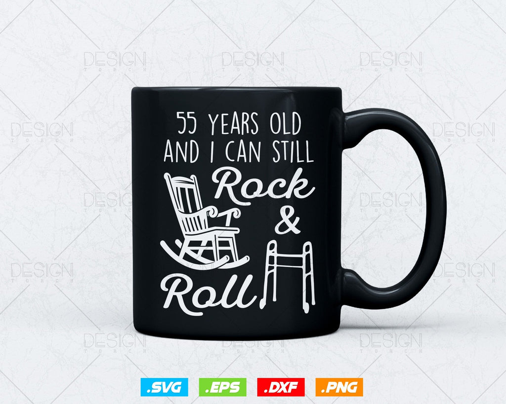 55 Years Old Rock & Roll Birthday Svg Png, 55th Birthday Clipart T ...