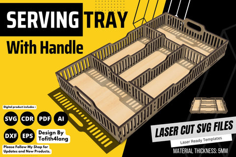 5mm - Serving Tray with dividers | laser cut file | svg paper cut | cricut | glowforge file SVG tofigh4lang 