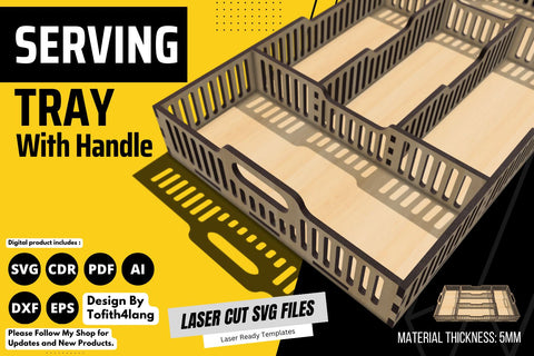 5mm - Serving Tray with dividers | laser cut file | svg paper cut | cricut | glowforge file SVG tofigh4lang 