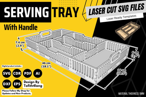 5mm - Serving Tray with dividers | laser cut file | svg paper cut | cricut | glowforge file SVG tofigh4lang 