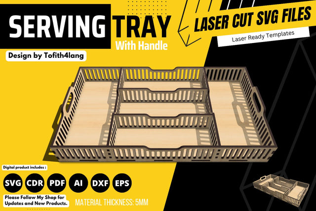 5mm - Serving Tray with dividers | laser cut file | svg paper cut | cricut | glowforge file SVG tofigh4lang 