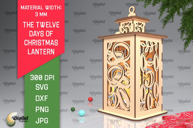 5st Day of Christmas Lantern Laser Cut. Merry Christmas SVG SVG Evgenyia Guschina 