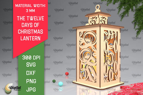 5st Day of Christmas Lantern Laser Cut. Merry Christmas SVG SVG Evgenyia Guschina 