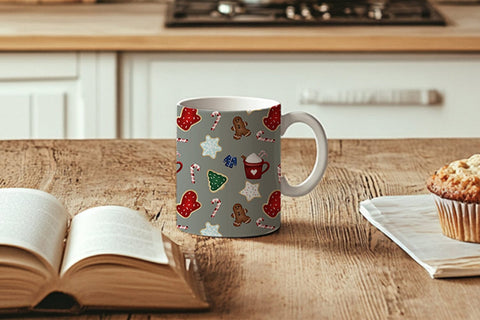 6 Christmas Seamless Patterns | Candy Cane, Gingerbread, Sweater, Sugar Cookies, Hot Cocoa | Brown, Blue, Green & White Backgrounds Digital Pattern Willow Paige Farms 