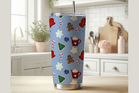 6 Christmas Seamless Patterns | Candy Cane, Gingerbread, Sweater, Sugar Cookies, Hot Cocoa | Brown, Blue, Green & White Backgrounds Digital Pattern Willow Paige Farms 