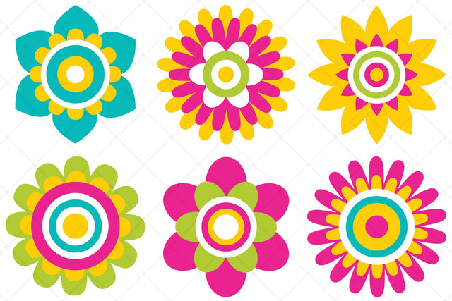 6 Colorful Floral Design Elements Sublimation Karma Genie Graphics 