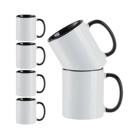 6 Pack 11oz Ceramic Sublimation Mugs | Craft Express White Glossy Sublimation Blanks Physical Craft Express Black 