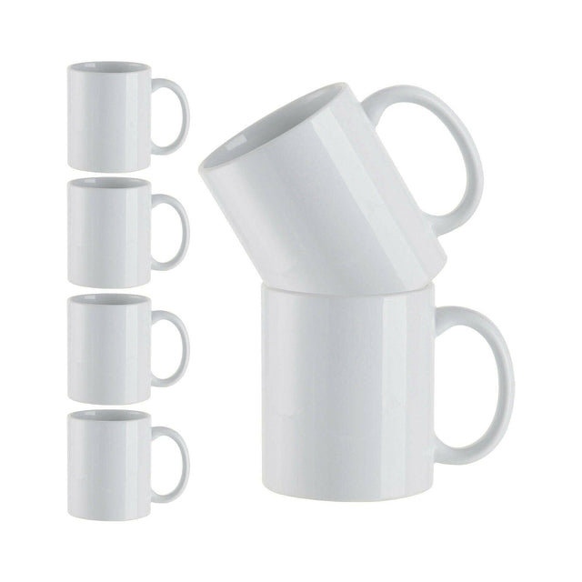 6 Pack 11oz Ceramic Sublimation Mugs | Craft Express White Glossy Sublimation Blanks Physical Craft Express White 
