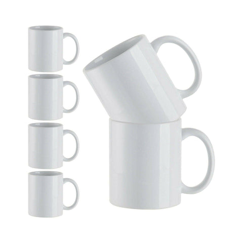 6 Pack 11oz Ceramic Sublimation Mugs | Craft Express White Glossy Sublimation Blanks Physical Craft Express White 