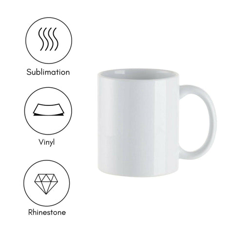 6 Pack 11oz Ceramic Sublimation Mugs | Craft Express White Glossy Sublimation Blanks Physical Craft Express 