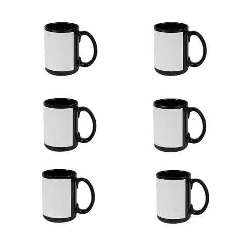 6 Pack 15oz Black Sublimation Mug with White Patch | Craft Express Blanks for Sublimation Physical Craft Express 6-Pack 