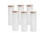 6 Pack 20oz Frosted Glass Sublimation Tumblers with Lids & Straws | Craft Express Sublimation-Ready Blanks