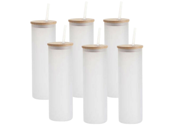 6 Pack 20oz Frosted Glass Sublimation Tumblers with Lids & Straws | Craft Express Sublimation-Ready Blanks Physical Craft Express 