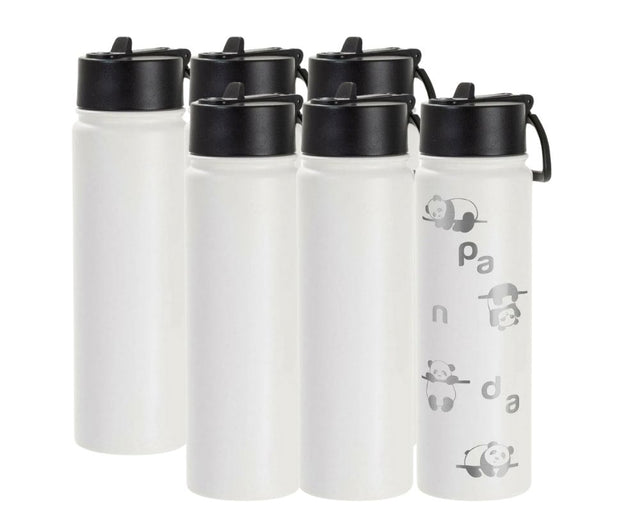 6 Pack 22oz Powder Coated Water Bottle Flasks | Laser-Ready Drinkware from Craft Express Physical Craft Express 