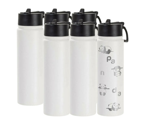 6 Pack 22oz Powder Coated Water Bottle Flasks | Laser-Ready Drinkware from Craft Express Physical Craft Express 