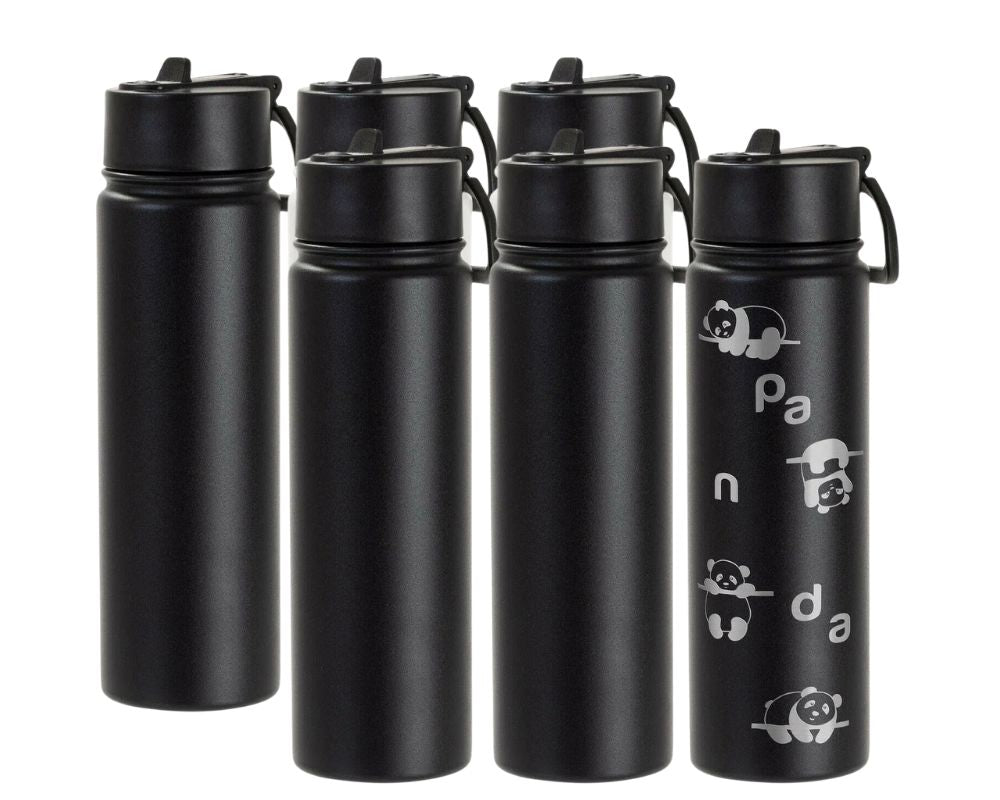 6 Pack 22oz Powder Coated Water Bottle Flasks | Laser-Ready Drinkware ...