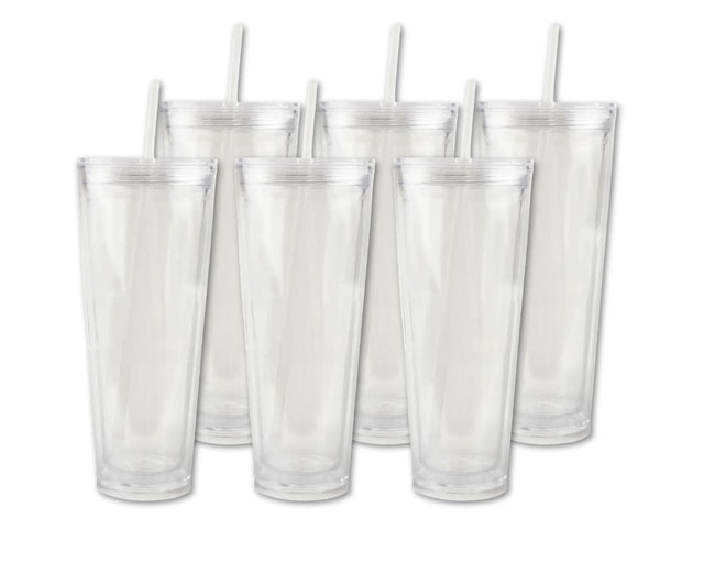 6 Pack - 24 oz Tall Snow Globe Cup | Double Wall Tumbler Blanks Physical DIY Craft Warehouse 