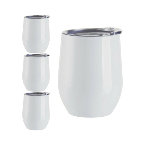 6 Pack Stainless Steel Sublimation Wine Tumblers | 12oz with Lids | Craft Express Physical Craft Express White 