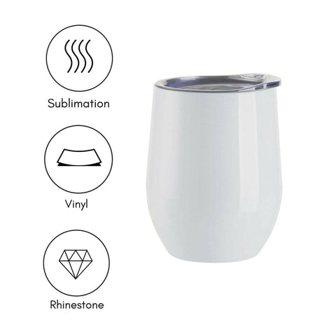 6 Pack Stainless Steel Sublimation Wine Tumblers | 12oz with Lids | Craft Express Physical Craft Express 